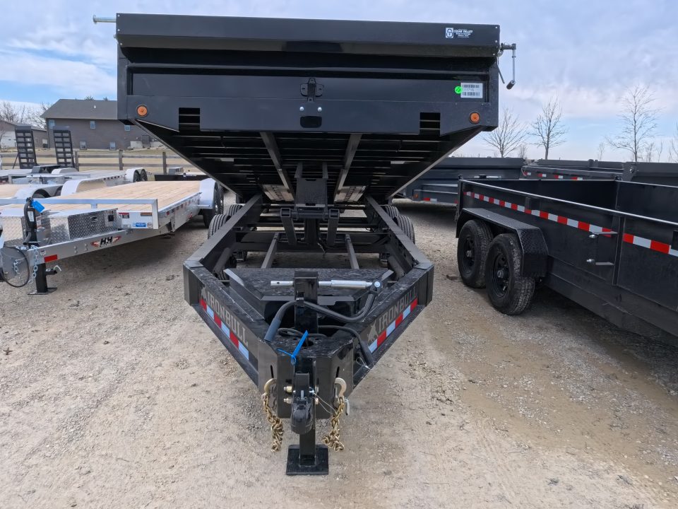 New 2026 Iron Bull 96 x 16 DDP Dump Trailer 2) 7K Straight Axles with 2 Electric Brakes, 18" 10 Gauge Fold Down Sides - Black