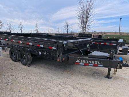 New 2026 Iron Bull 96 x 16 DDP Dump Trailer 2) 7K Straight Axles with 2 Electric Brakes, 18" 10 Gauge Fold Down Sides - Black