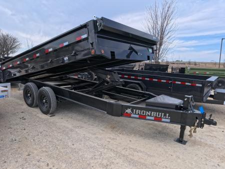 New 2026 Iron Bull 96 x 16 DDP Dump Trailer 2) 7K Straight Axles with 2 Electric Brakes, 18" 10 Gauge Fold Down Sides - Black
