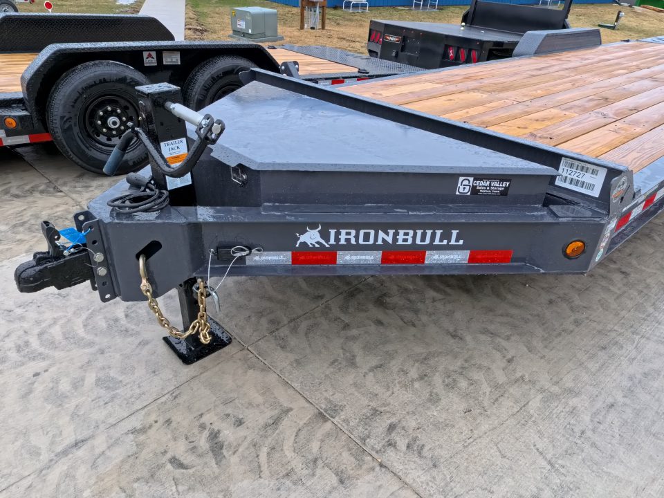 New 2026 Iron Bull 83 x 24 (21 +3) EWB Equipment Trailer with 14,000 lb. GVWR , Rampage Ramps - Ranch Gray