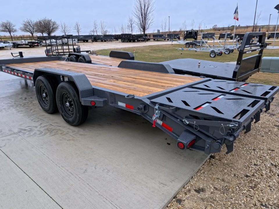 New 2026 Iron Bull 83 x 24 (21 +3) EWB Equipment Trailer with 14,000 lb. GVWR , Rampage Ramps - Ranch Gray