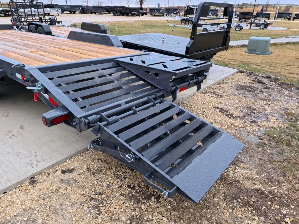 New 2026 Iron Bull 83 x 24 (21 +3) EWB Equipment Trailer with 14,000 lb. GVWR , Rampage Ramps - Ranch Gray
