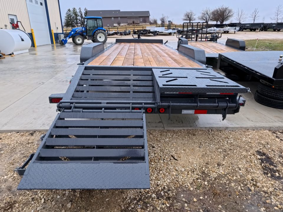 New 2026 Iron Bull 83 x 24 (21 +3) EWB Equipment Trailer with 14,000 lb. GVWR , Rampage Ramps - Ranch Gray