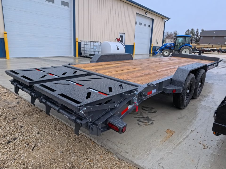 New 2026 Iron Bull 83 x 24 (21 +3) EWB Equipment Trailer with 14,000 lb. GVWR , Rampage Ramps - Ranch Gray