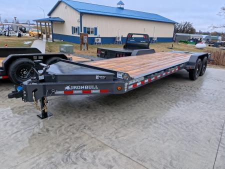 New 2026 Iron Bull 83 x 24 (21 +3) EWB Equipment Trailer with 14,000 lb. GVWR , Rampage Ramps - Ranch Gray