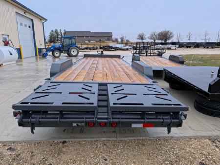 New 2026 Iron Bull 83 x 24 (21 +3) EWB Equipment Trailer with 14,000 lb. GVWR , Rampage Ramps - Ranch Gray