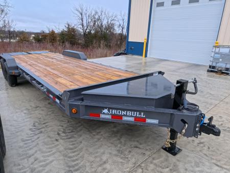 New 2026 Iron Bull 83 x 24 (21 +3) EWB Equipment Trailer with 14,000 lb. GVWR , Rampage Ramps - Ranch Gray
