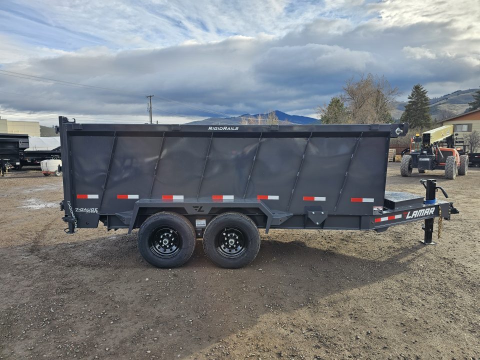 New 2026 Lamar 7x14 14k Dump Trailer w/Telescopic Hoist 48" Sides
