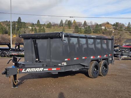 New 2026 Lamar 7x14 14k Dump Trailer w/Telescopic Hoist 48" Sides
