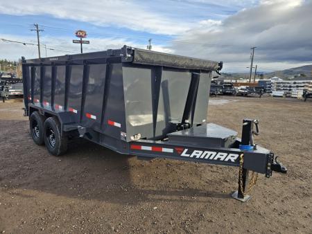 New 2026 Lamar 7x14 14k Dump Trailer w/Telescopic Hoist 48  Sides