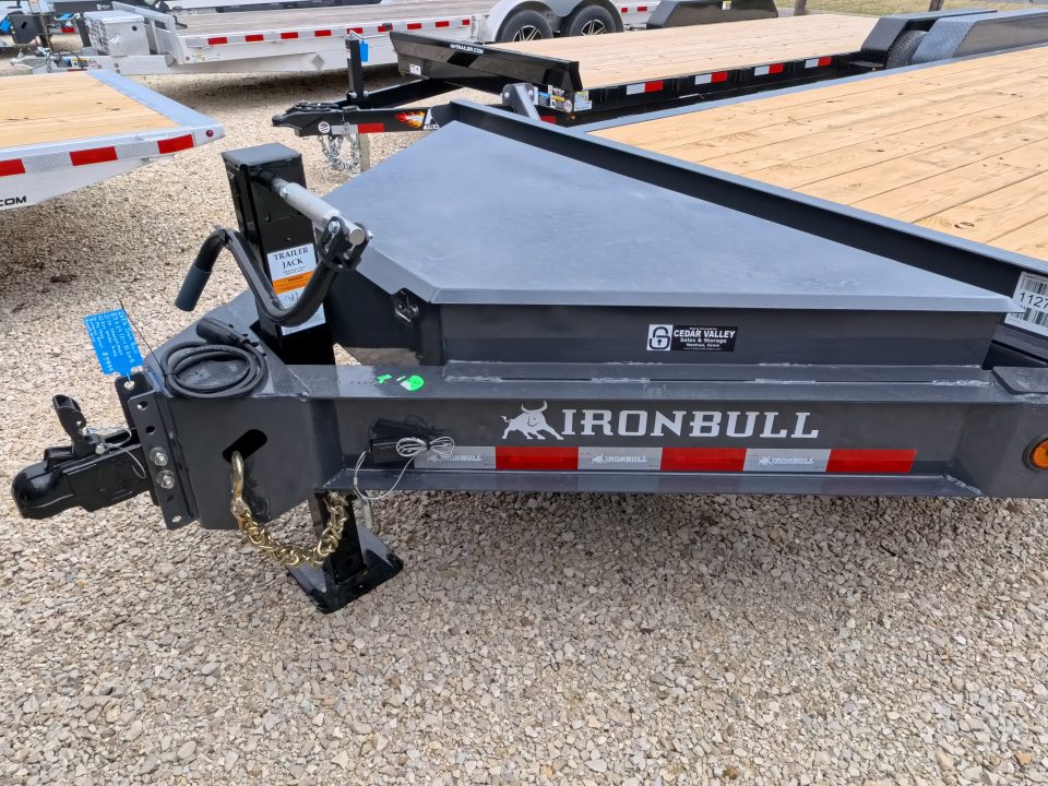 New 2026 Iron Bull 83 x 24 (21 +3) EWB Equipment Trailer with 14,000 lb. GVWR , Rampage Ramps - Ranch Gray