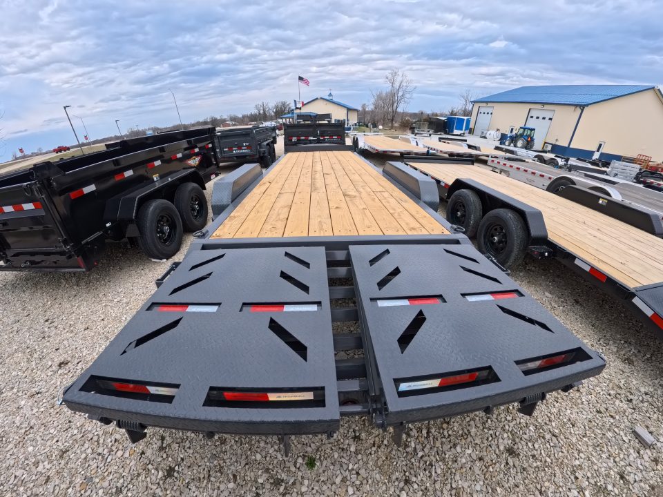 New 2026 Iron Bull 83 x 24 (21 +3) EWB Equipment Trailer with 14,000 lb. GVWR , Rampage Ramps - Ranch Gray