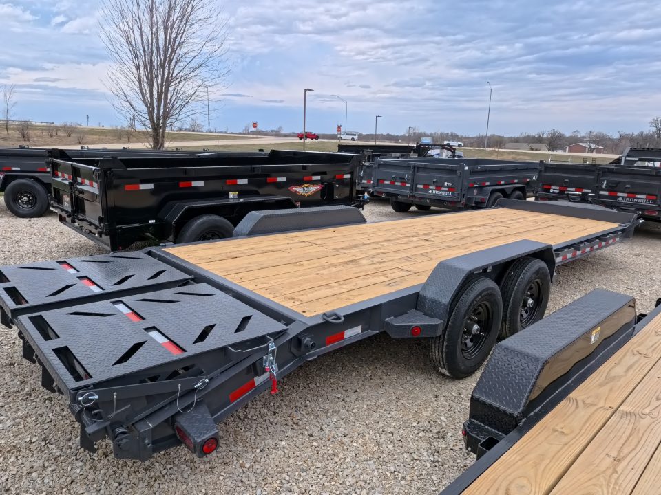 New 2026 Iron Bull 83 x 24 (21 +3) EWB Equipment Trailer with 14,000 lb. GVWR , Rampage Ramps - Ranch Gray