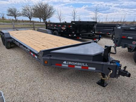 New 2026 Iron Bull 83 x 24 (21 +3) EWB Equipment Trailer with 14,000 lb. GVWR , Rampage Ramps - Ranch Gray