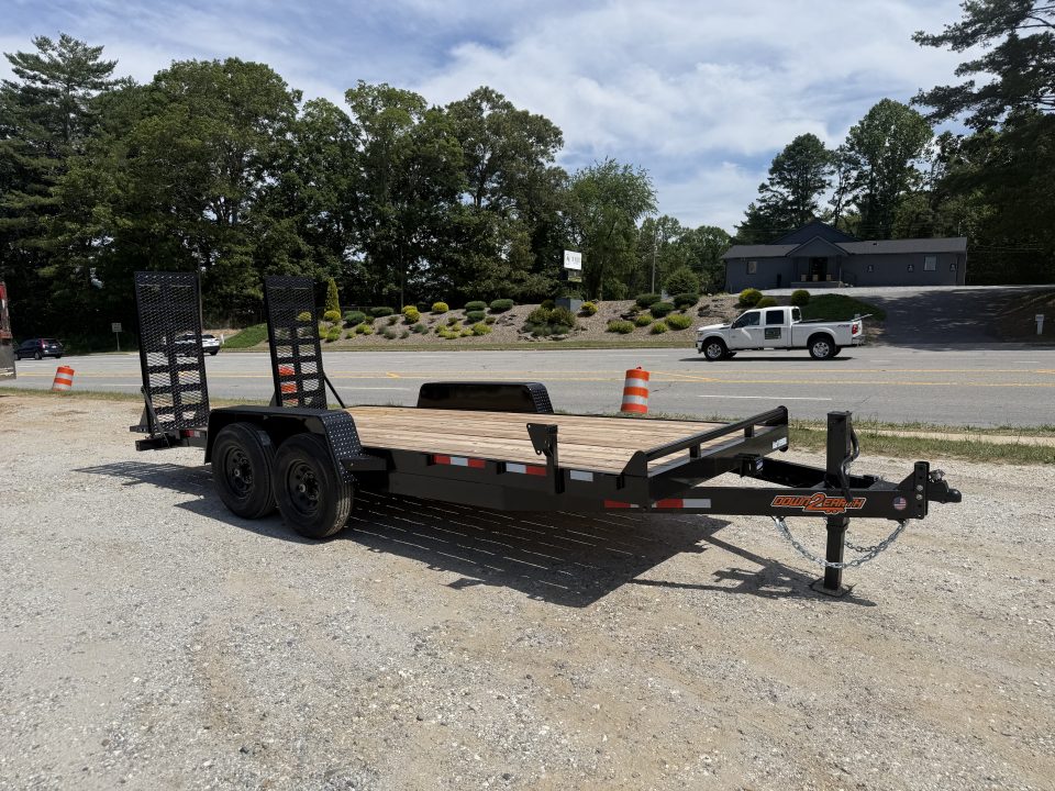 New 2026 Down 2 Earth Trailers DTE8218ER7B Equipment Trailer / 7X18 (16+2) / 2-7,000# Electric Brake Axles / 2- Flip Up Ramps