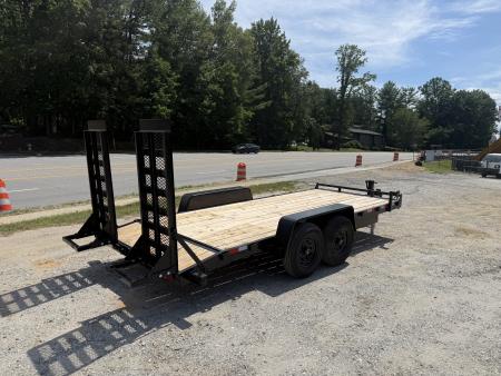 New 2026 Down 2 Earth Trailers DTE8218ER7B Equipment Trailer / 7X18 (16+2) / 2-7,000# Electric Brake Axles / 2- Flip Up Ramps