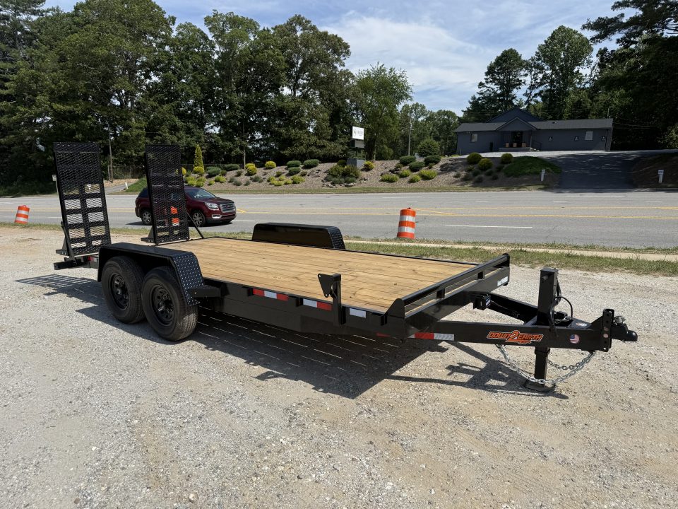 New 2026 Down 2 Earth Trailers DTE8218ER7B Equipment Trailer / 7X18 (16+2) / 2-7,000# Electric Brake Axles / 2- Flip Up Ramps