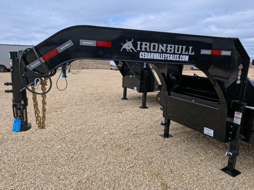 New 2026 Iron Bull 102 x 25 (20 +5) FLG Gooseneck Deckover with 25,900 lb. GVWR, Engineered Neck and Matching Spare