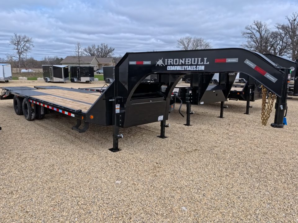 New 2026 Iron Bull 102 x 25 (20 +5) FLG Gooseneck Deckover with 25,900 lb. GVWR, Engineered Neck and Matching Spare