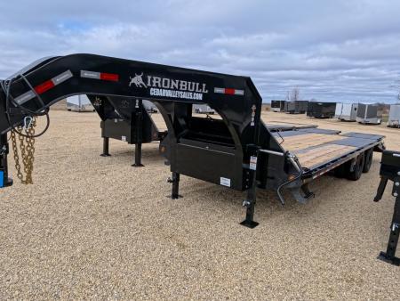 New 2026 Iron Bull 102 x 25 (20 +5) FLG Gooseneck Deckover with 25,900 lb. GVWR, Engineered Neck and Matching Spare