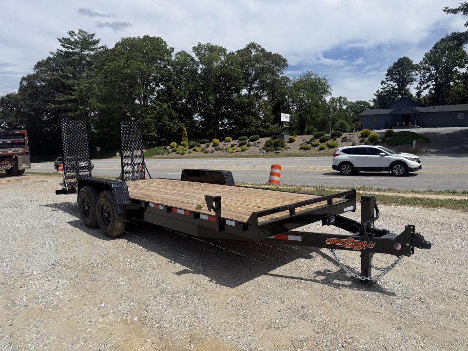 New 2026 Down 2 Earth Trailers DTE8220ER7B Equipment Trailer / 7X20 (18+2) / 2-7,000# Electric Brake Axles / 2- Flip Up Ramps