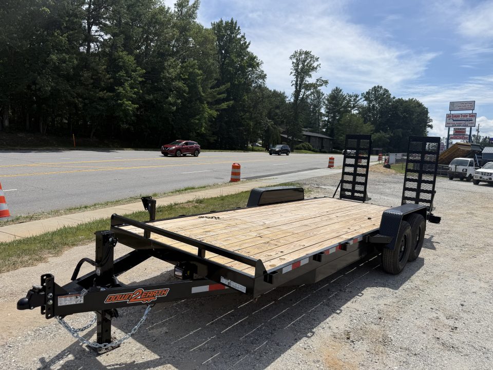 New 2026 Down 2 Earth Trailers DTE8220ER7B Equipment Trailer / 7X20 (18+2) / 2-7,000# Electric Brake Axles / 2- Flip Up Ramps
