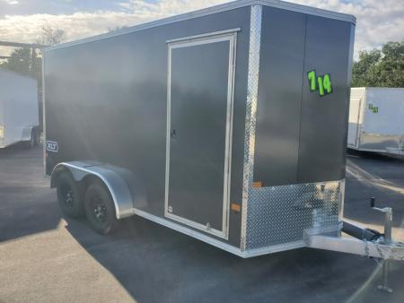 New 2026 ALCOM 7X14 TANDEM AXLE 7000 LB GVWR ALUMINUM Cargo / Enclosed Trailer WITH 6'10  INTERIOR HEIGHT, REAR RAMP DOOR, SCREWLESS EXTERIOR, 1 PIECE ALUMINUM ROOF