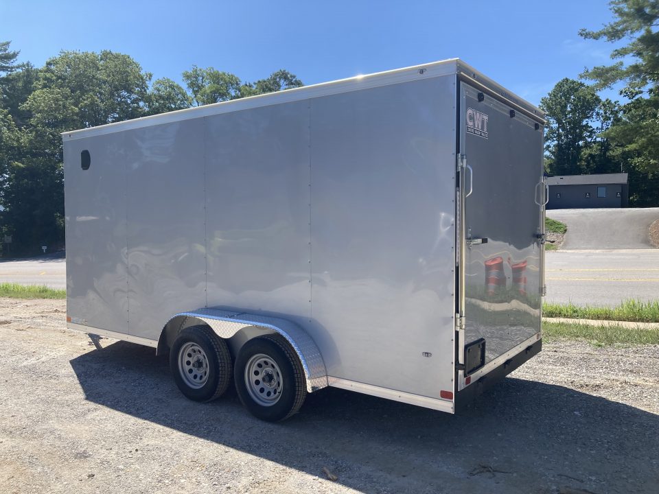 New 2026 Covered Wagon Trailers CW7X16TA2 Cargo / Enclosed Trailer / 7' Wide x 16' Long / 7' Interior Height / Ramp Rear Door , 48" Side door / 3500# Electric Brake Axles / .030 Silver