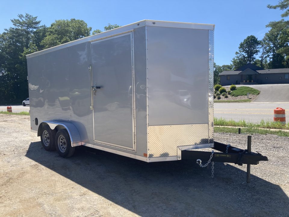 New 2026 Covered Wagon Trailers CW7X16TA2 Cargo / Enclosed Trailer / 7' Wide x 16' Long / 7' Interior Height / Ramp Rear Door , 48" Side door / 3500# Electric Brake Axles / .030 Silver