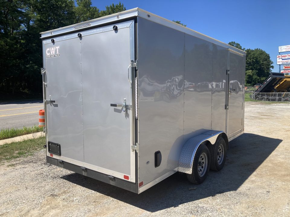 New 2026 Covered Wagon Trailers CW7X16TA2 Cargo / Enclosed Trailer / 7' Wide x 16' Long / 7' Interior Height / Ramp Rear Door , 48" Side door / 3500# Electric Brake Axles / .030 Silver