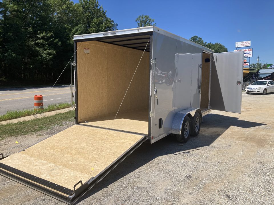 New 2026 Covered Wagon Trailers CW7X16TA2 Cargo / Enclosed Trailer / 7' Wide x 16' Long / 7' Interior Height / Ramp Rear Door , 48" Side door / 3500# Electric Brake Axles / .030 Silver