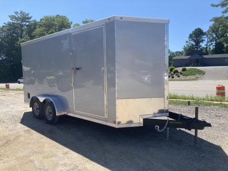 New 2026 Covered Wagon Trailers CW7X16TA2 Cargo / Enclosed Trailer / 7' Wide x 16' Long / 7' Interior Height / Ramp Rear Door , 48  Side door / 3500# Electric Brake Axles / .030 Silver