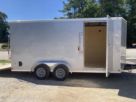 New 2026 Covered Wagon Trailers CW7X16TA2 Cargo / Enclosed Trailer / 7' Wide x 16' Long / 7' Interior Height / Ramp Rear Door , 48" Side door / 3500# Electric Brake Axles / .030 Silver