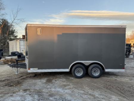 New 2026 Covered Wagon Trailers CW7X16TA2 Cargo / Enclosed Trailer / 7' Wide x 16' Long / 7' Interior Height / Ramp Rear Door , 48" Side door / 3500# Electric Brake Axles / .080 Poly Core Charcoal Gray