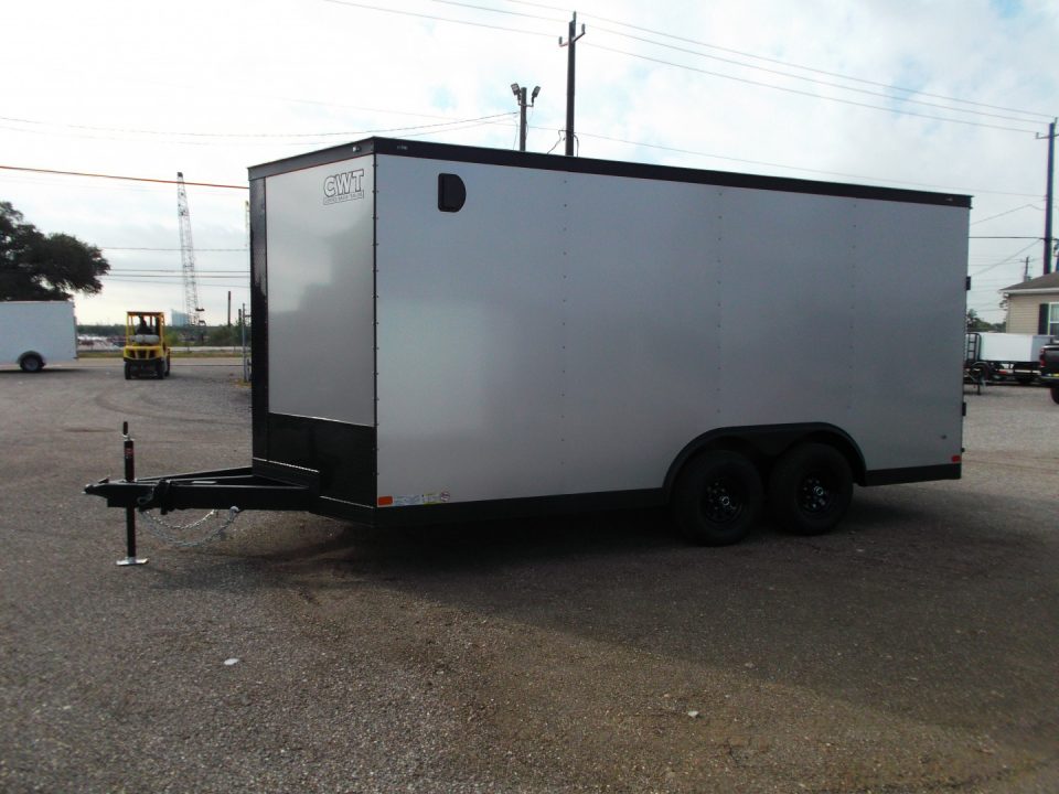 New 2026 Covered Wagon Trailers 8.5x16 Cargo Trailer / Car Hauler / 5200# Axles / 7ft Interior Height / 48" RV Side Door / Bed Lined RV Step / .080 Silver Semi-Screwless Exterior / 60" Triple Tube Tongue / Extra Wide Ramp / Black Out Package