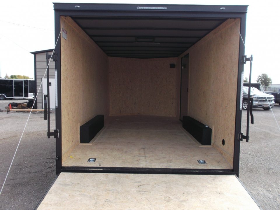 New 2026 Covered Wagon Trailers 8.5x16 Cargo Trailer / Car Hauler / 5200# Axles / 7ft Interior Height / 48" RV Side Door / Bed Lined RV Step / .080 Silver Semi-Screwless Exterior / 60" Triple Tube Tongue / Extra Wide Ramp / Black Out Package