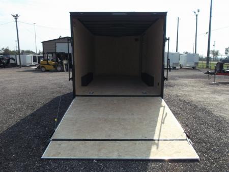 New 2026 Covered Wagon Trailers 8.5x16 Cargo Trailer / Car Hauler / 5200# Axles / 7ft Interior Height / 48" RV Side Door / Bed Lined RV Step / .080 Silver Semi-Screwless Exterior / 60" Triple Tube Tongue / Extra Wide Ramp / Black Out Package