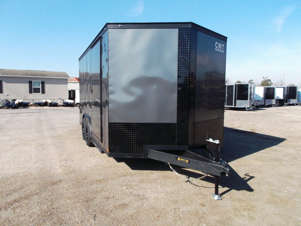 New 2026 Covered Wagon Trailers 8.5x16 Cargo / Enclosed Trailer / Car Hauler / 5200# Axles / 7ft Interior / Extra Wide Ramp / 48" RV Door / .030 Charcoal Gray / Black Out Package