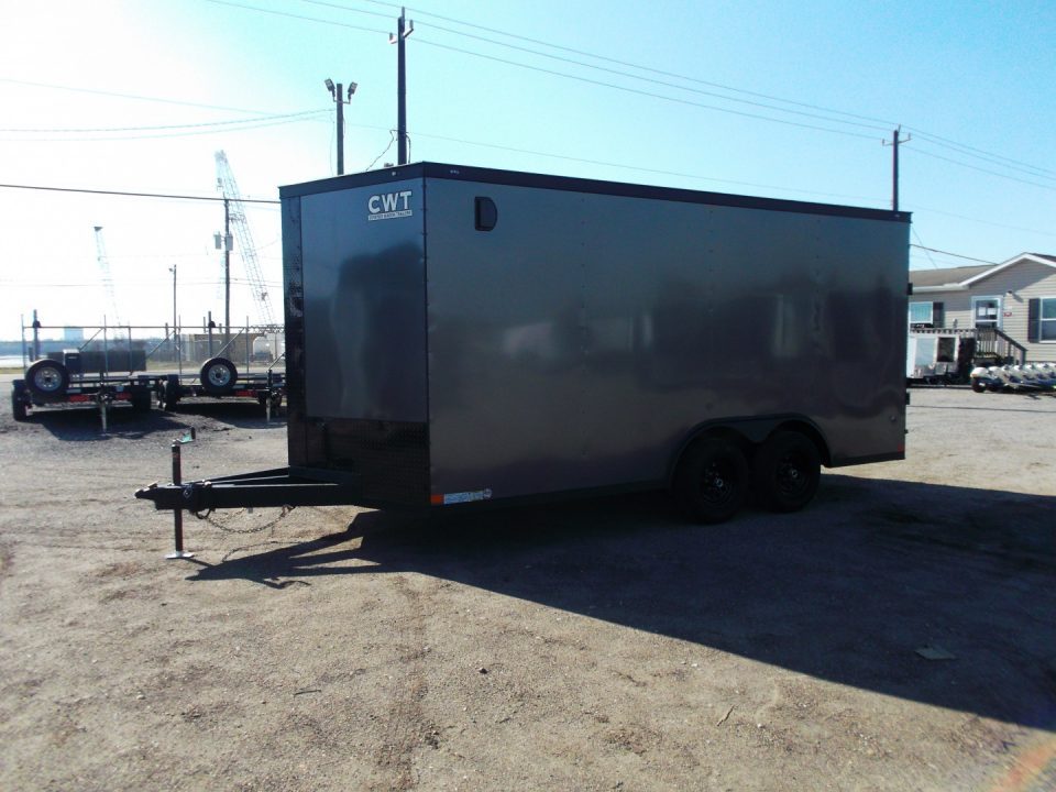 New 2026 Covered Wagon Trailers 8.5x16 Cargo / Enclosed Trailer / Car Hauler / 5200# Axles / 7ft Interior / Extra Wide Ramp / 48" RV Door / .030 Charcoal Gray / Black Out Package