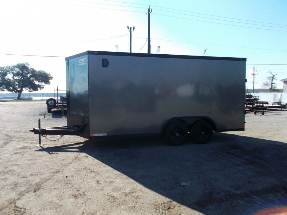 New 2026 Covered Wagon Trailers 8.5x16 Cargo / Enclosed Trailer / Car Hauler / 5200# Axles / 7ft Interior / Extra Wide Ramp / 48" RV Door / .030 Charcoal Gray / Black Out Package