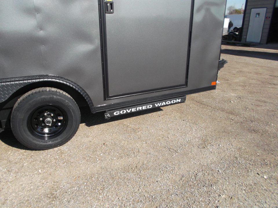 New 2026 Covered Wagon Trailers 8.5x16 Cargo / Enclosed Trailer / Car Hauler / 5200# Axles / 7ft Interior / Extra Wide Ramp / 48" RV Door / .030 Charcoal Gray / Black Out Package