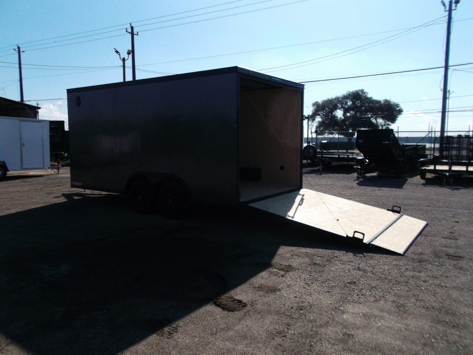 New 2026 Covered Wagon Trailers 8.5x16 Cargo / Enclosed Trailer / Car Hauler / 5200# Axles / 7ft Interior / Extra Wide Ramp / 48" RV Door / .030 Charcoal Gray / Black Out Package