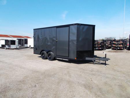 New 2026 Covered Wagon Trailers 8.5x16 Cargo / Enclosed Trailer / Car Hauler / 5200# Axles / 7ft Interior / Extra Wide Ramp / 48" RV Door / .030 Charcoal Gray / Black Out Package