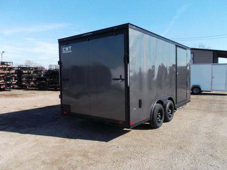 New 2026 Covered Wagon Trailers 8.5x16 Cargo / Enclosed Trailer / Car Hauler / 5200# Axles / 7ft Interior / Extra Wide Ramp / 48" RV Door / .030 Charcoal Gray / Black Out Package