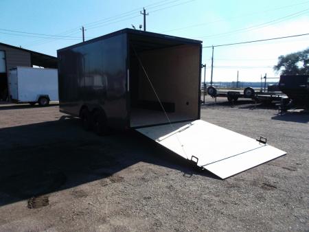 New 2026 Covered Wagon Trailers 8.5x16 Cargo / Enclosed Trailer / Car Hauler / 5200# Axles / 7ft Interior / Extra Wide Ramp / 48" RV Door / .030 Charcoal Gray / Black Out Package