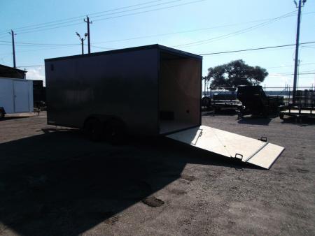 New 2026 Covered Wagon Trailers 8.5x16 Cargo / Enclosed Trailer / Car Hauler / 5200# Axles / 7ft Interior / Extra Wide Ramp / 48" RV Door / .030 Charcoal Gray / Black Out Package