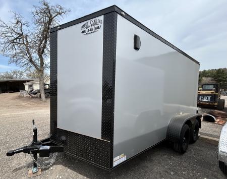 New 2026 Family Trailer 7x14 Tandem Axles Cargo / Enclosed Trailer-Screwless Exterior-Blackout pkg- REAR FOLDING DOORS