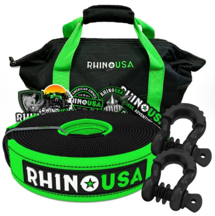 New Rhino USA- 20' Tow Strap & D-Ring Shackle Set Combo