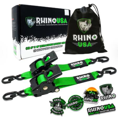New Rhino USA- 2  x 10' Retractable Ratchet Straps