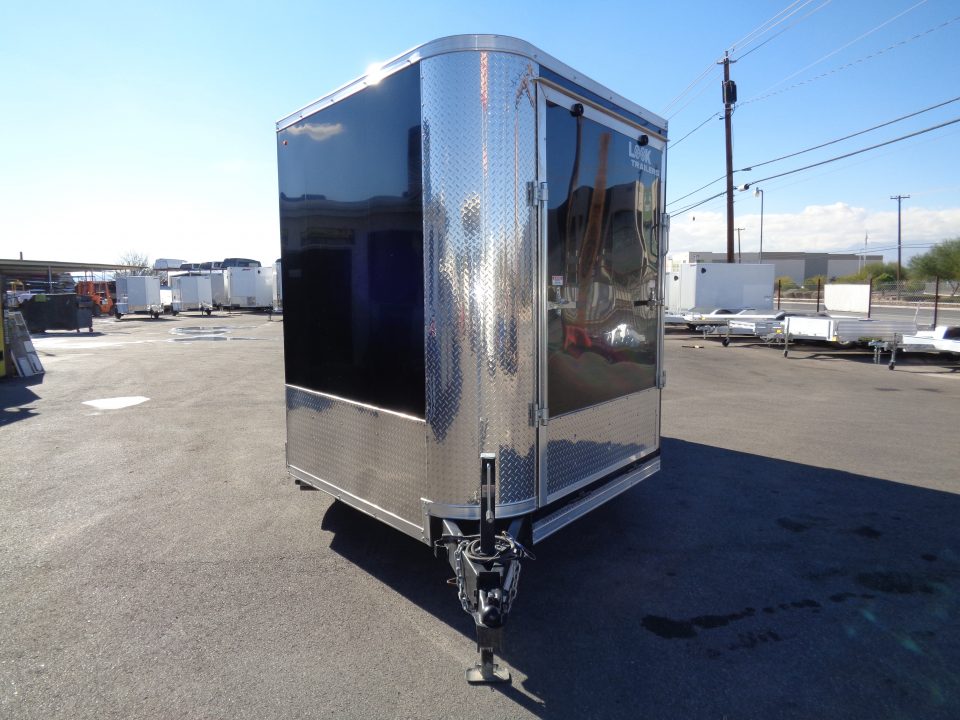 Used 2025 Look * K-SEMI10217-070 * 8.5x17 V-Nose Tandem Axle Enclosed Snow Mobile Trailer